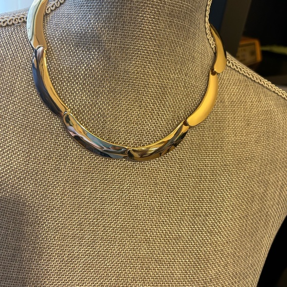 Robert Lee Morris Gold Plated Chain Necklace. Hangs like a choker. 19” total - Picture 5 of 10
